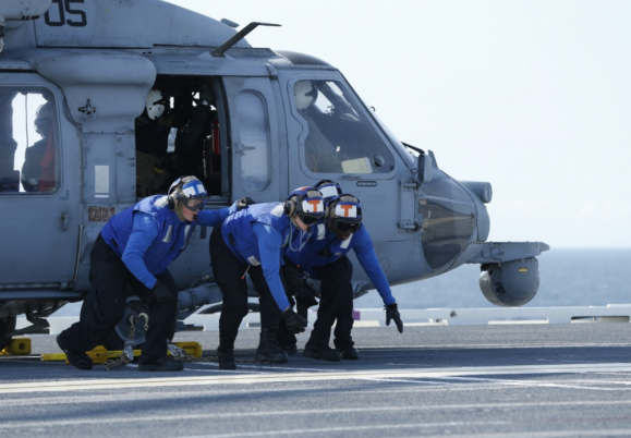 Gerald R. Ford and "Sea Knights" Provide MEDEVAC Support During Sea Trials