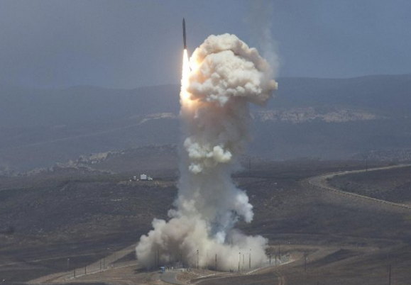 The Defense Department intercepts a ballistic missile over the Pacific